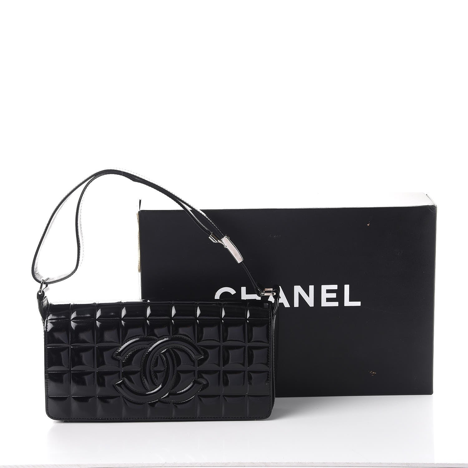 Chanel Patent Chocolate Bar Quilted CC Flap Black 11 of 11