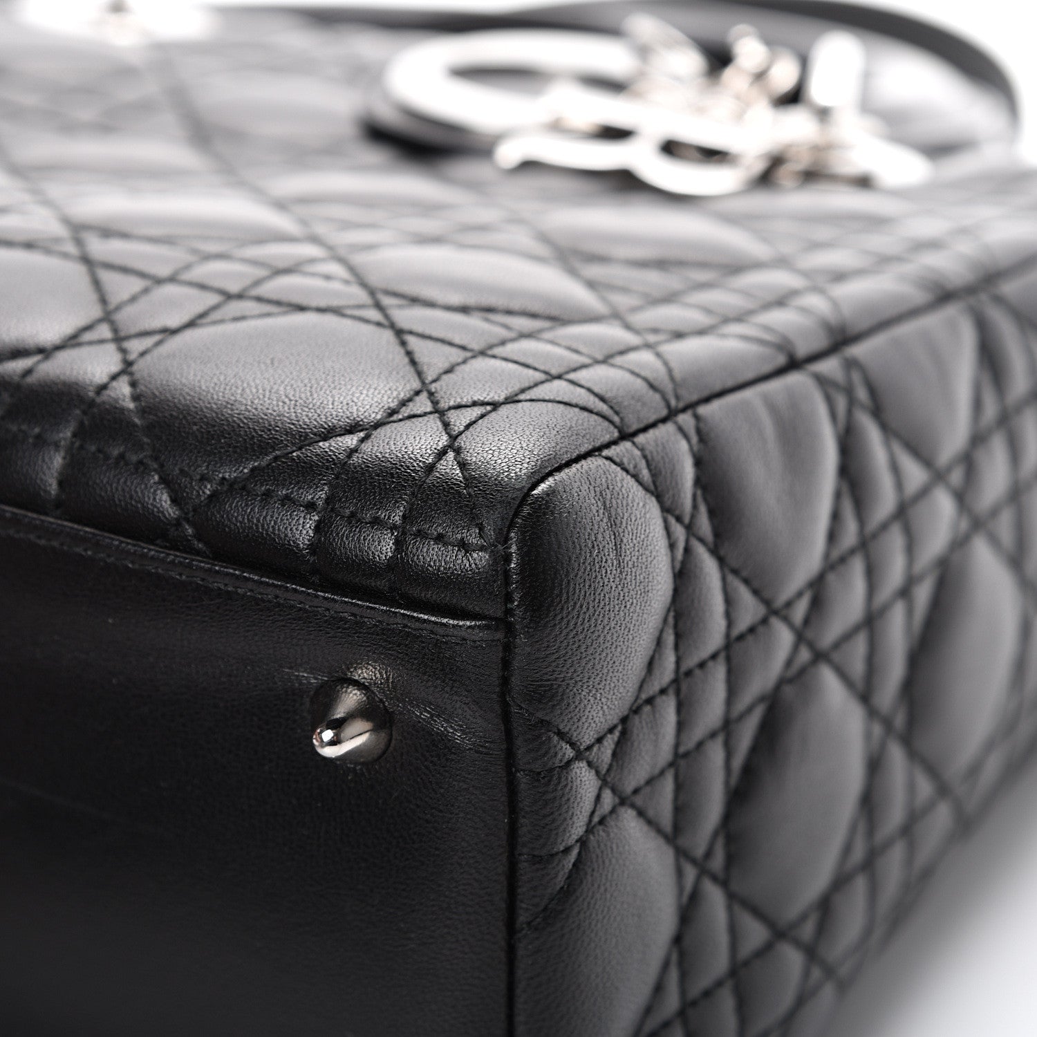 Christian Dior Lambskin Cannage Medium Lady Dior Black 9 of 13