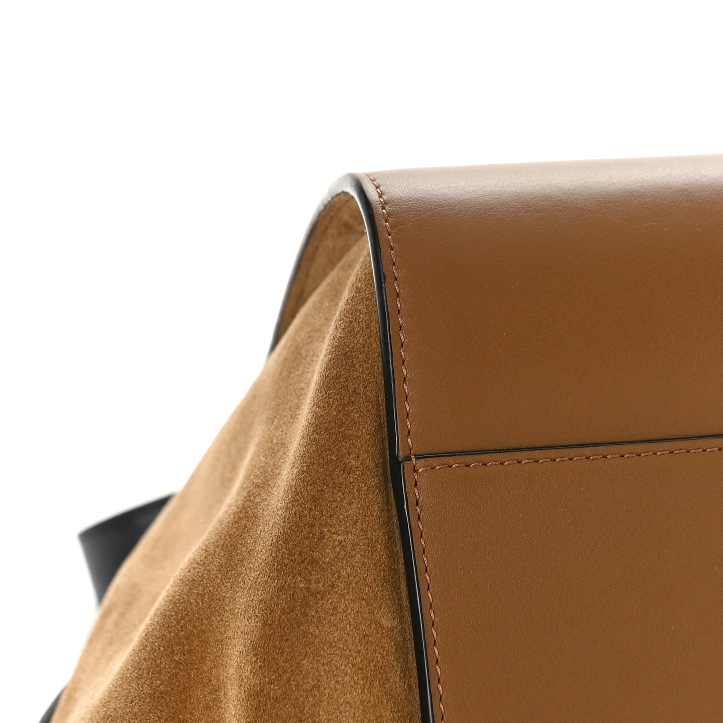 Calfskin Suede Small Hammock Shoulder Bag Oak Dark Gold Black