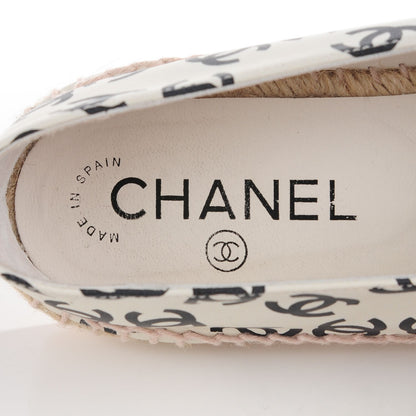 Chanel Lambskin Printed CC Espadrilles 38 White Black 10 of 10