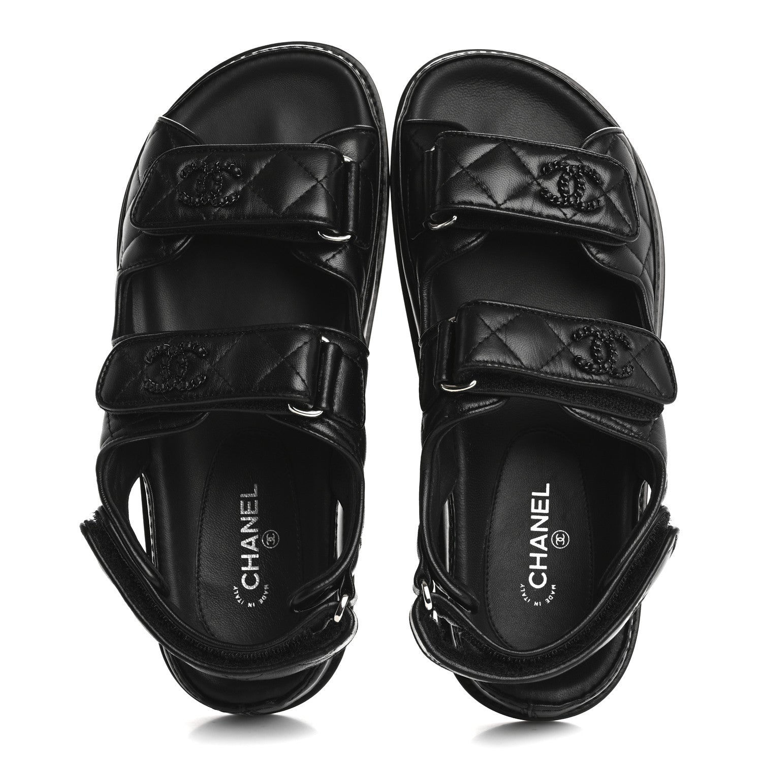 Chanel Lambskin Quilted Velcro Dad Sandals 36.5 So Black 2 of 10