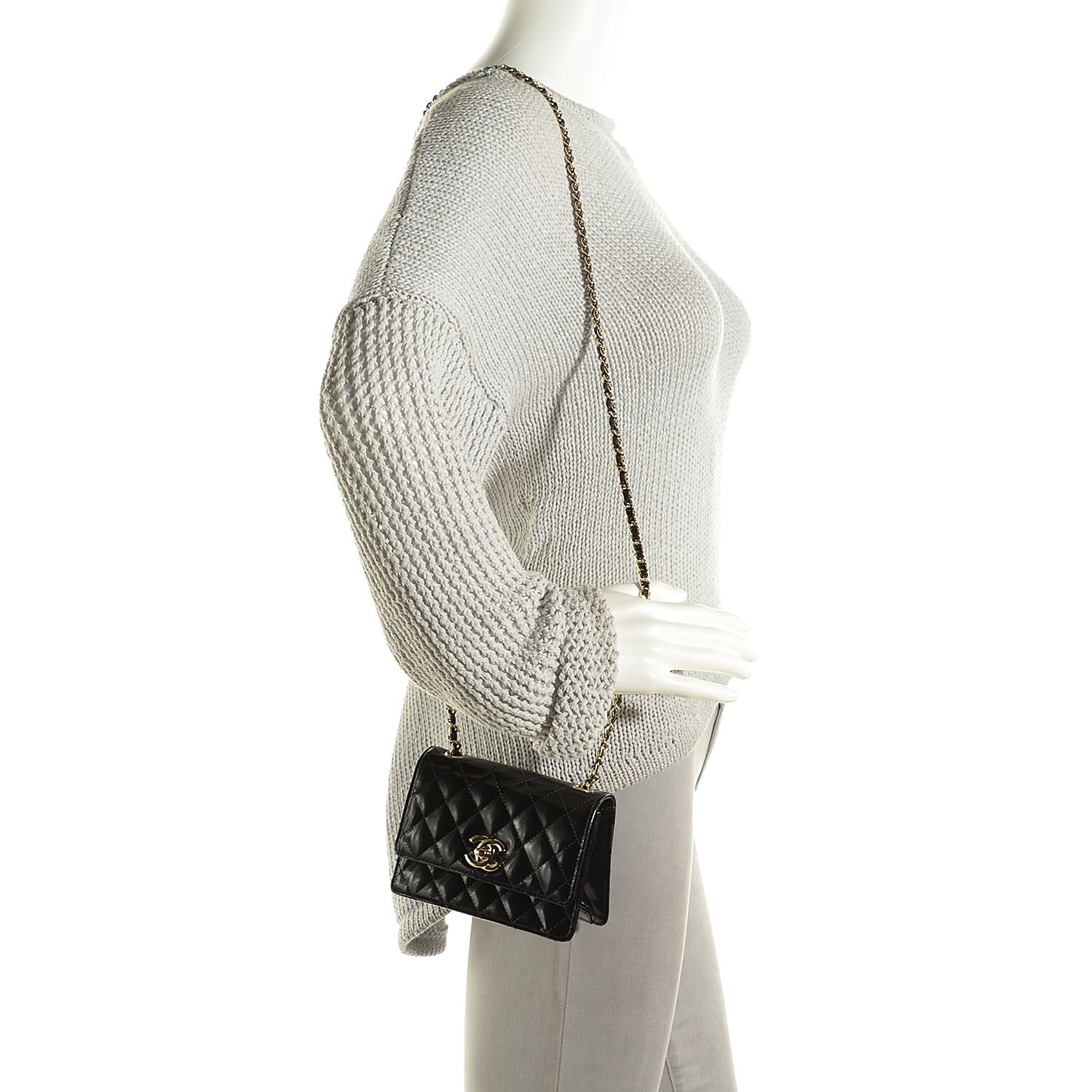 Chanel Glazed Calfskin Quilted Mini Square Flap Black 2 of 8