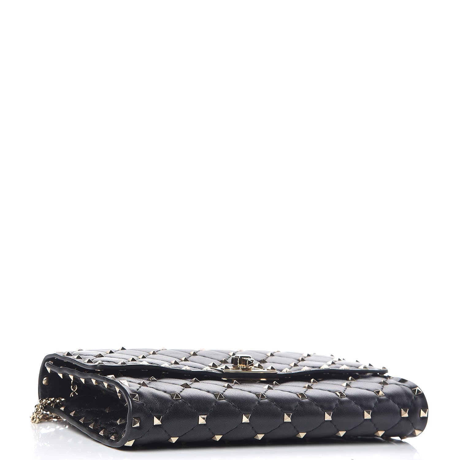 Valentino Garavani Lambskin Rockstud Spike Wallet on Chain Black 4 of 10