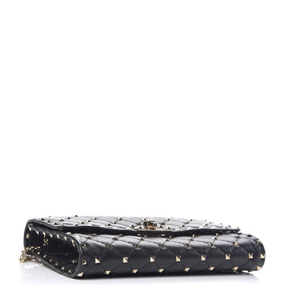 Valentino Garavani Lambskin Rockstud Spike Wallet on Chain Black 4 of 10