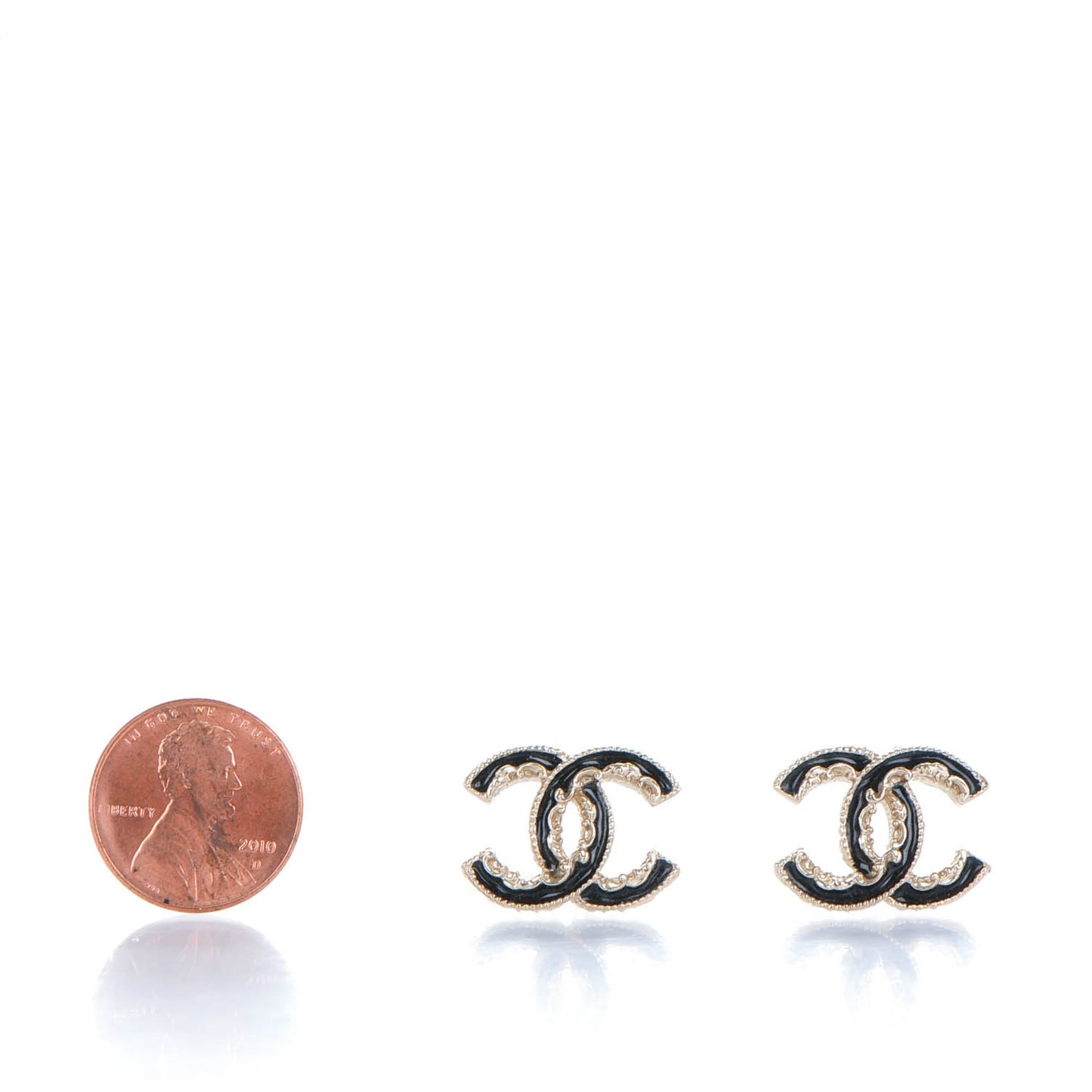 Enamel CC Baroque Earrings Black Gold