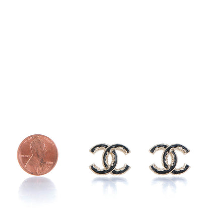 Chanel Enamel CC Baroque Earrings Black Gold 2 of 5