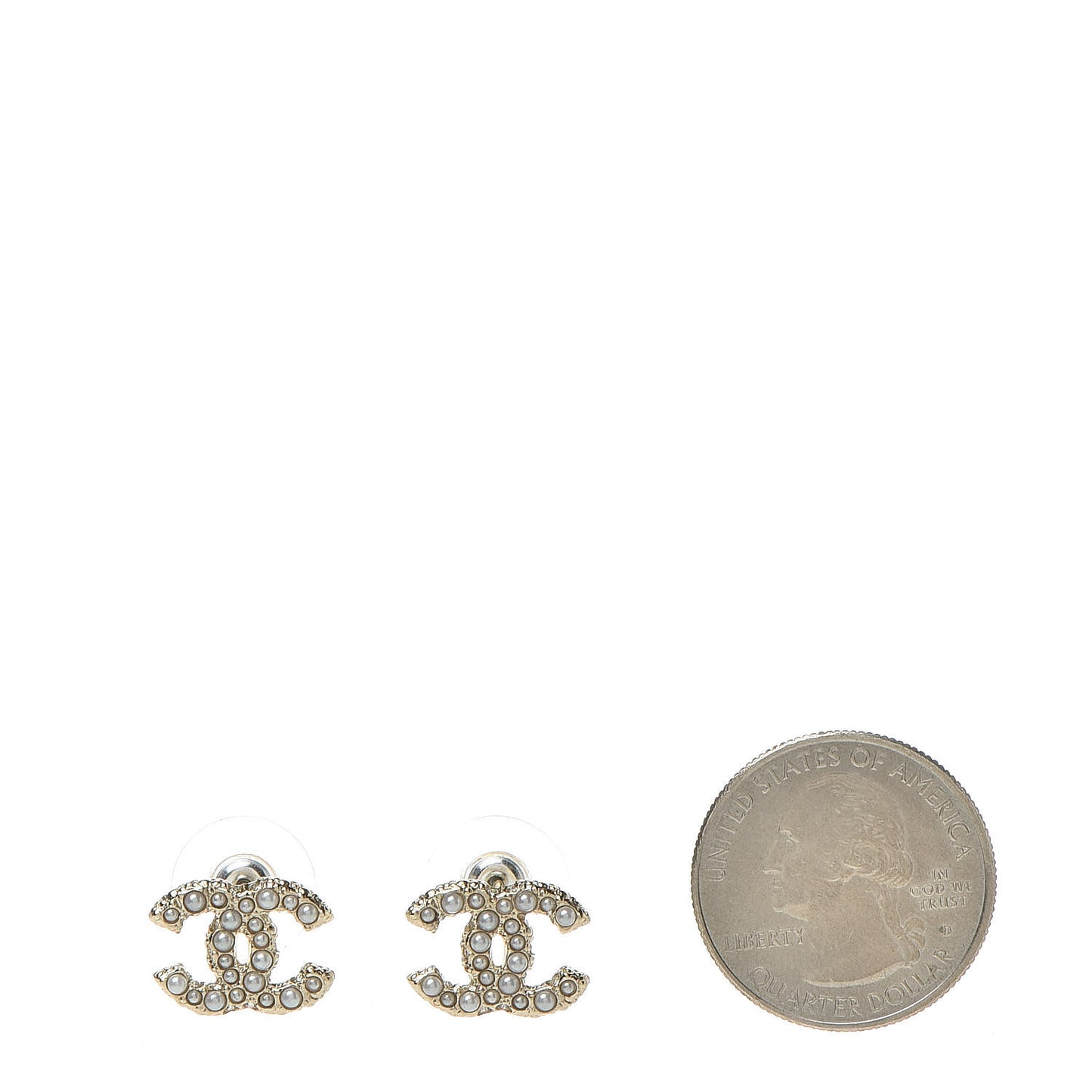 Metal Graduated Pearl Crystal CC Earrings Light Gold