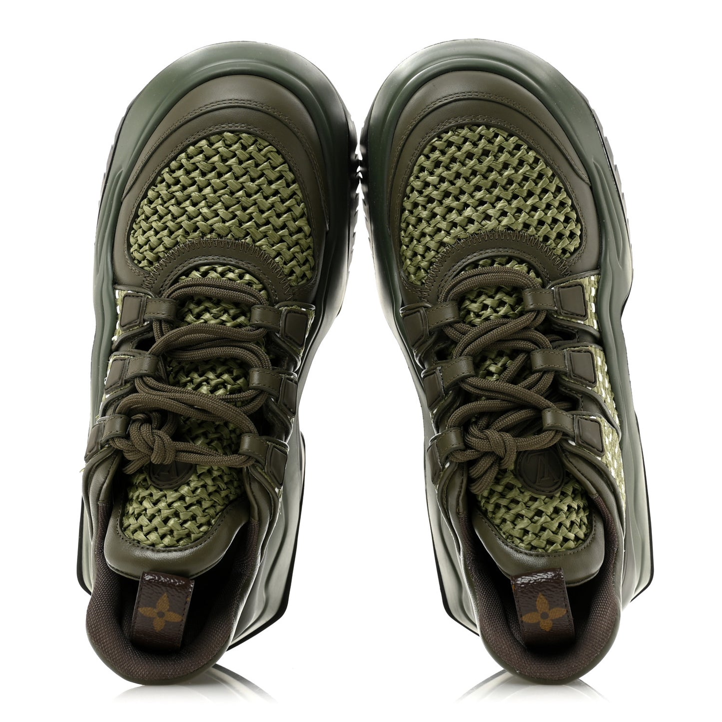 Calfskin Raffia LV Archlight 2.0 Platform Sneakers 37 Kaki