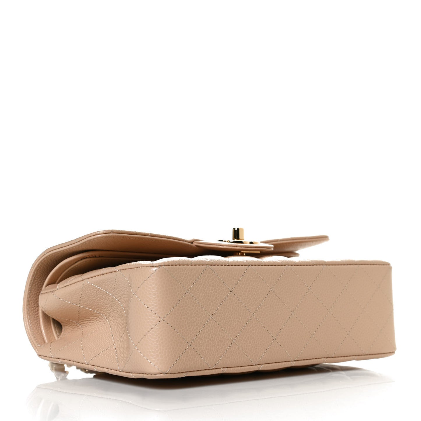 Caviar Quilted Small Double Flap Beige