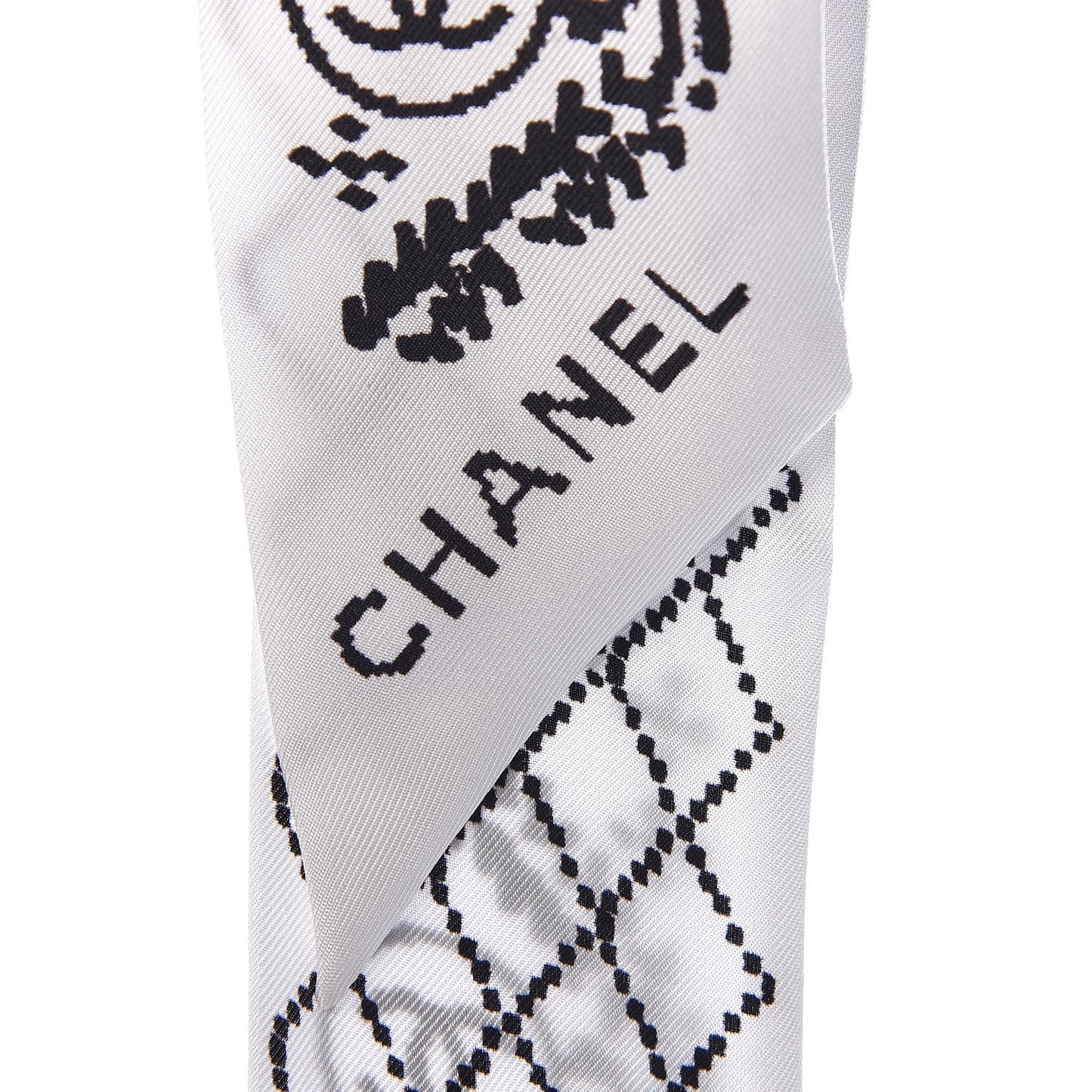 Silk CC Slim Bandeau Scarf White