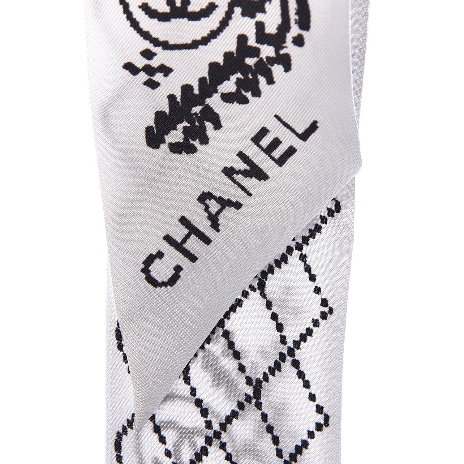 Chanel Silk CC Slim Bandeau Scarf White 4 of 5