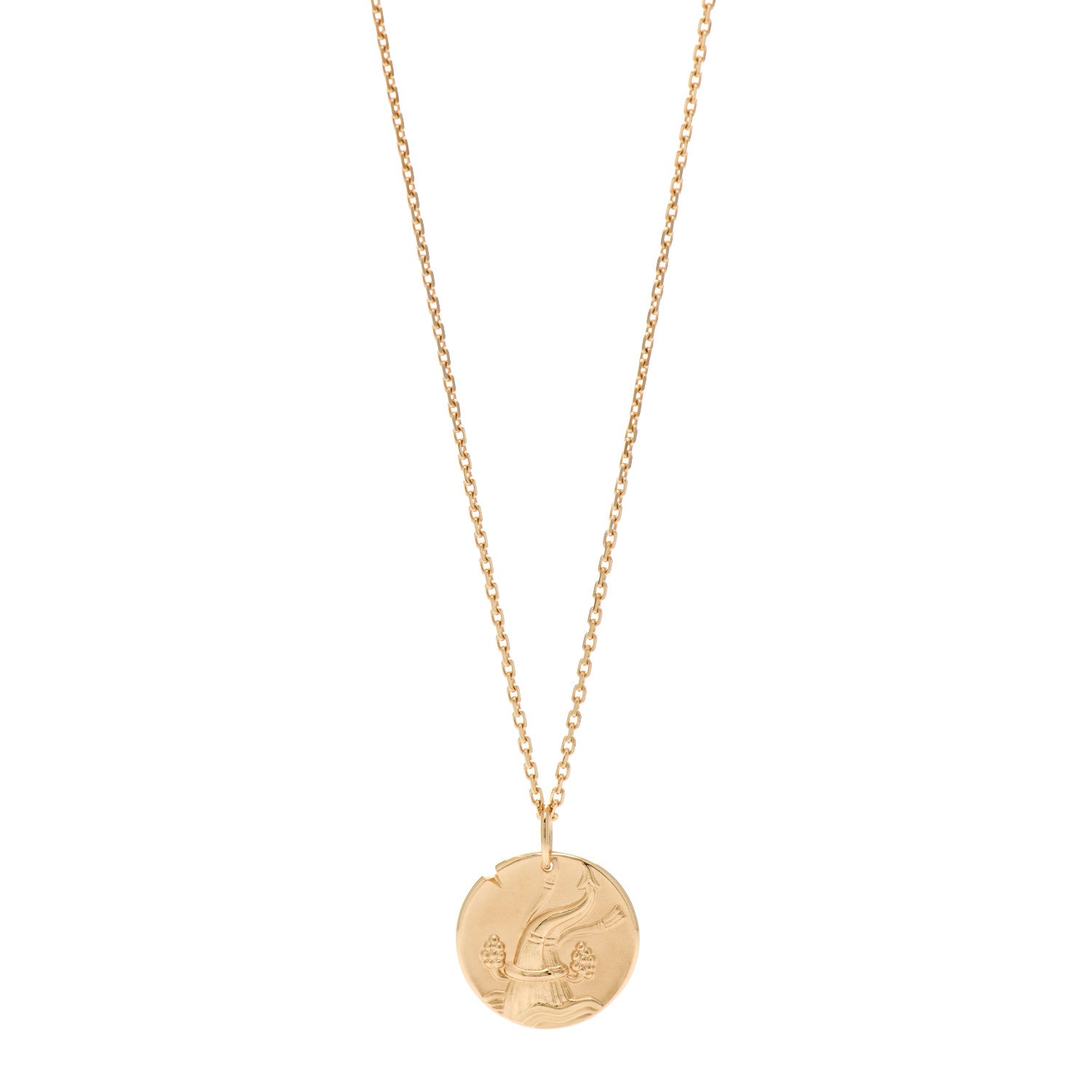 Van Cleef & Arpels 18K Yellow Gold Zodiac Aquarius Pendant Necklace 1 of 6