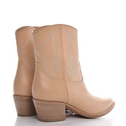 Valentino Garavani Calfskin Embroidered Texan 50mm Cowboy Ankle Boots 39 Naturale 4 of 8
