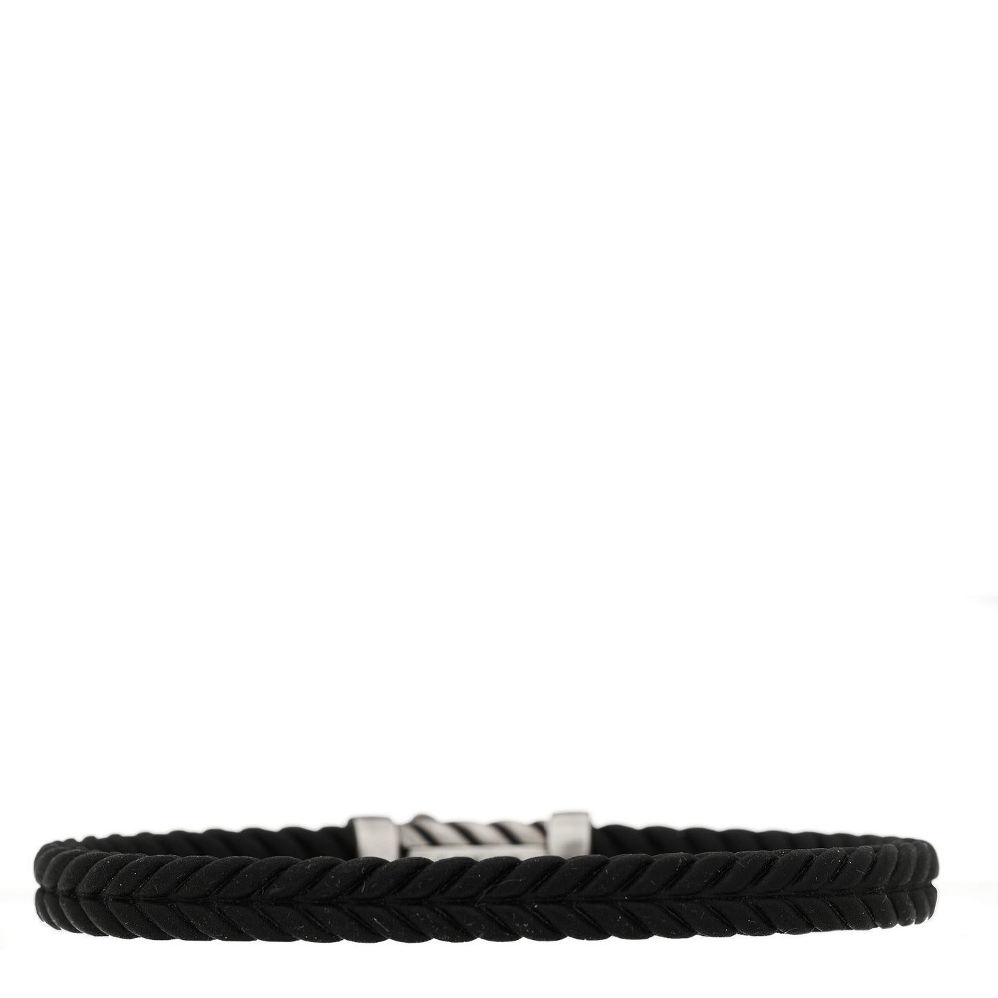 Sterling Silver Rubber 6mm Chevron Bracelet Black