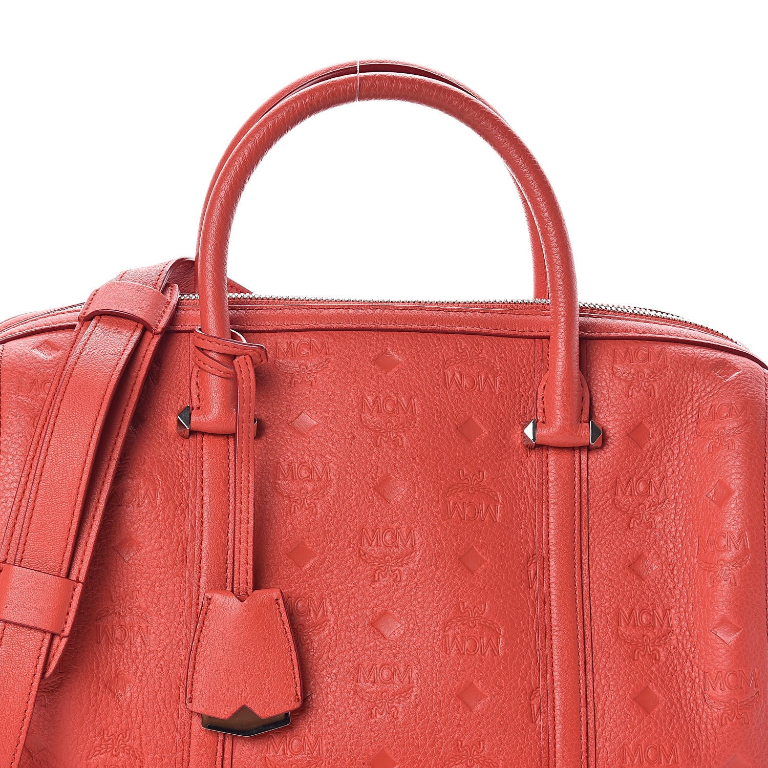 MCM Visetos Medium Essential Boston Bag Coral 7 of 9