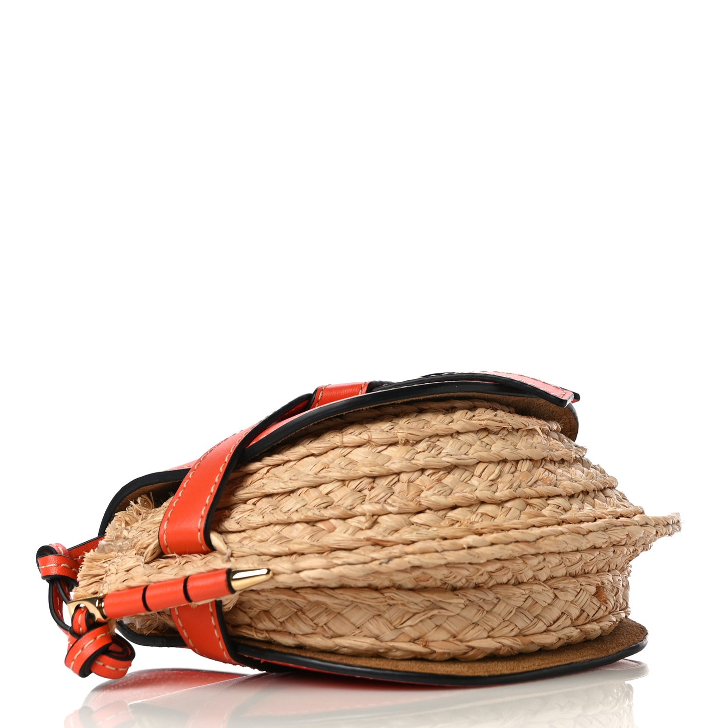 Calfskin Raffia Mini Gate Crossbody Bag Light Natural Orange
