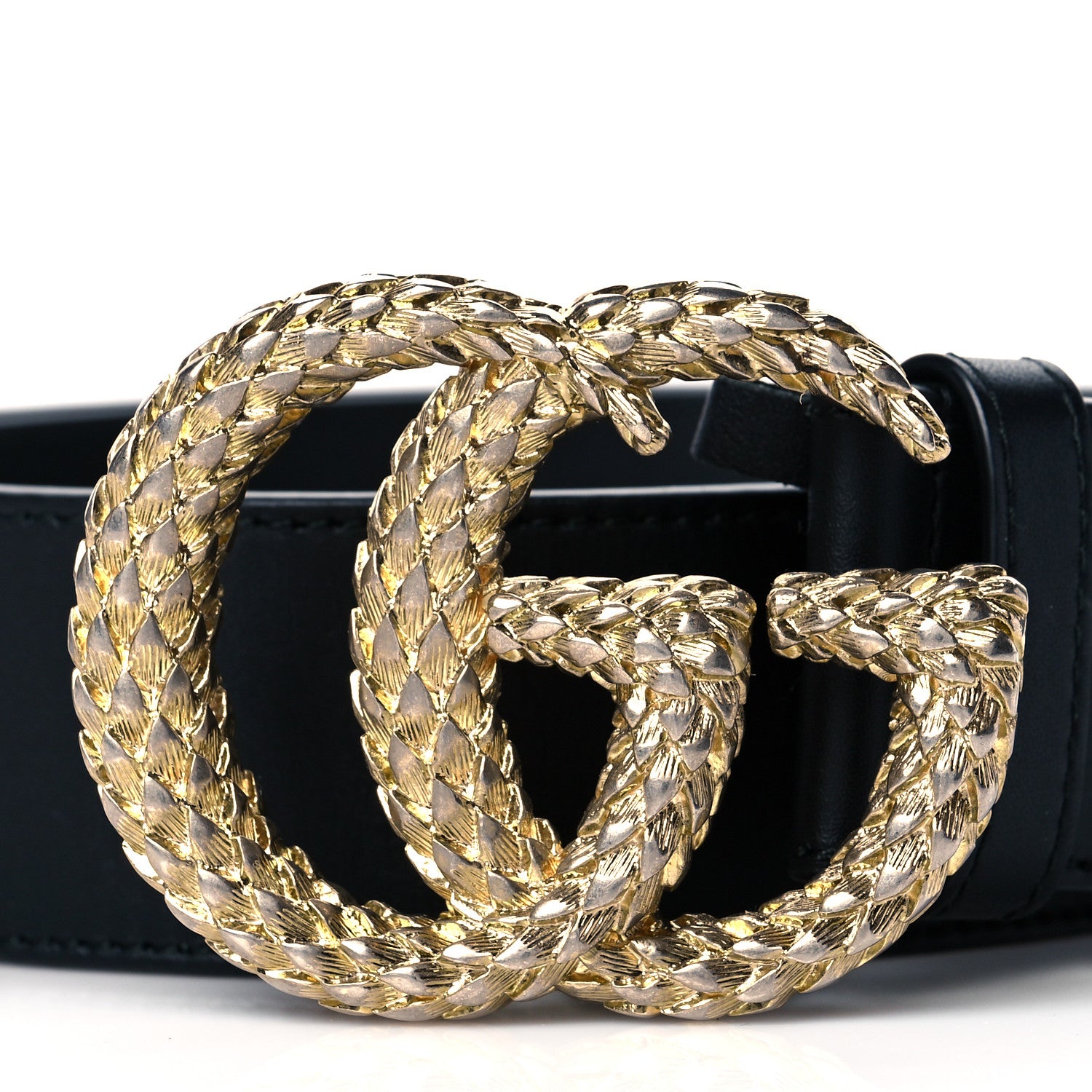 Gucci Moon Calfskin Scales Double G 40mm Belt 80 32 Black 2 of 7