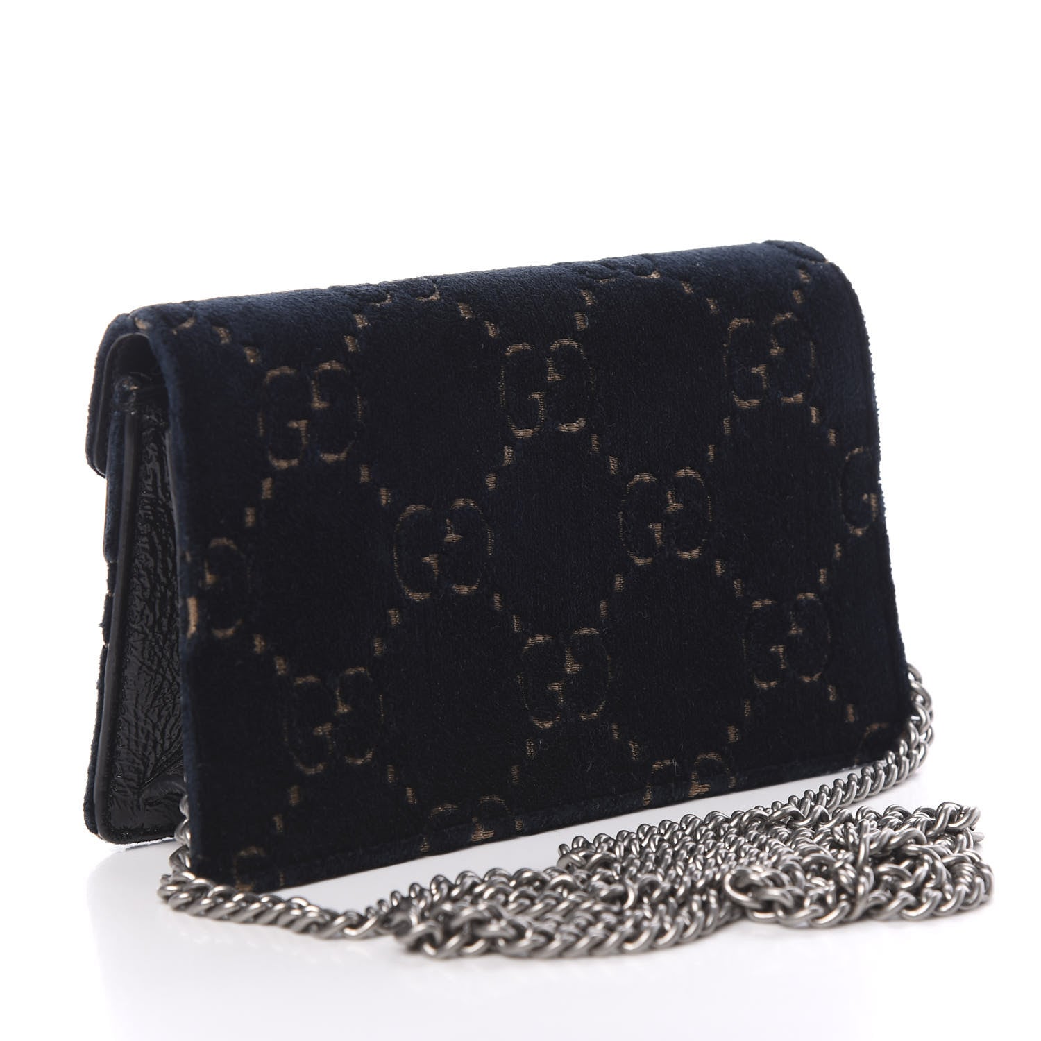 Gucci Velvet GG Monogram Super Mini Dionysus Shoulder Bag Blue Beige Black 3 of 18