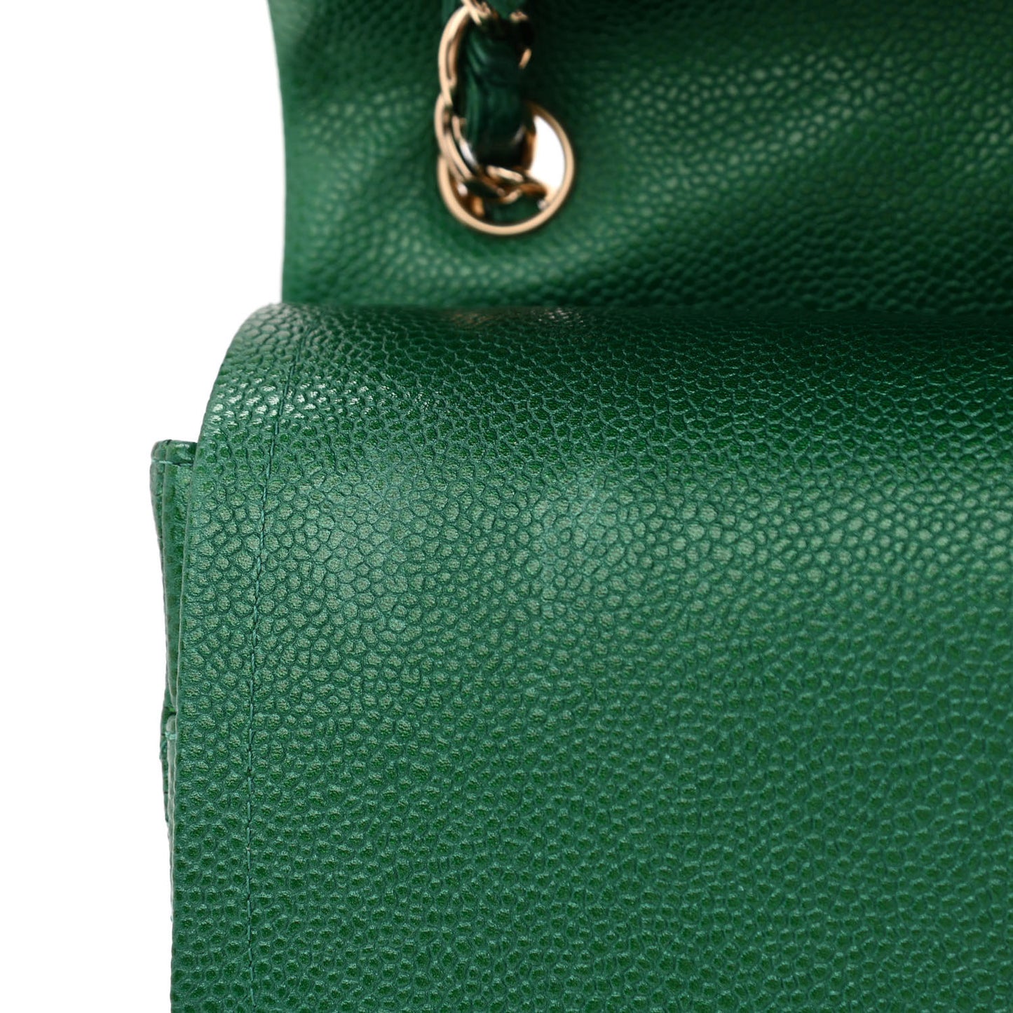 Metallic Caviar Quilted Jumbo Double Flap Green