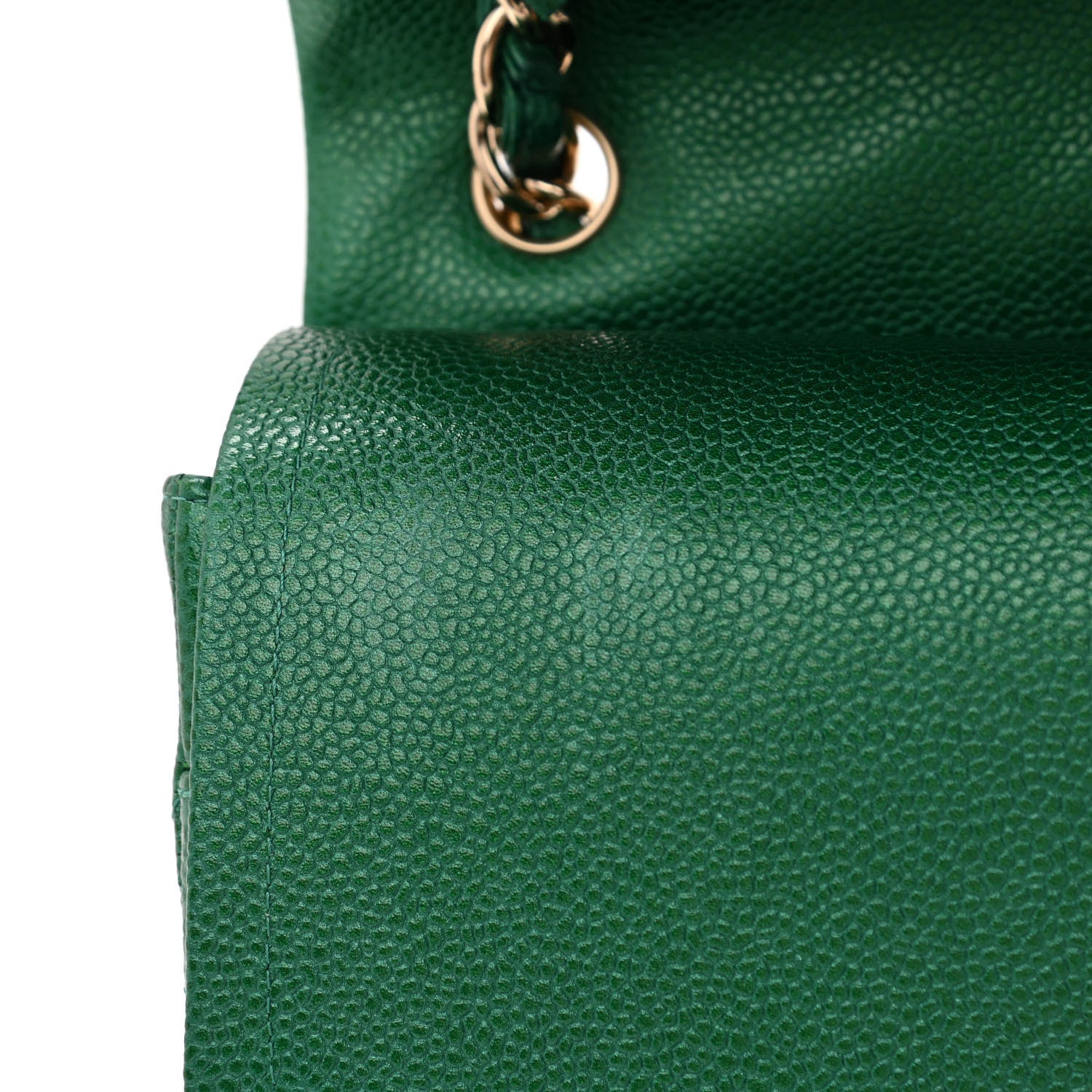 Chanel Metallic Caviar Quilted Jumbo Double Flap Green 13 of 14
