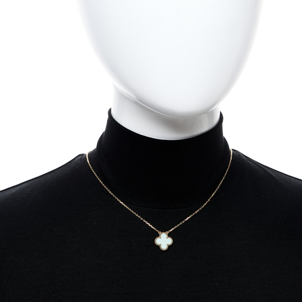 18K Yellow Gold Malachite Vintage Alhambra Pendant Necklace