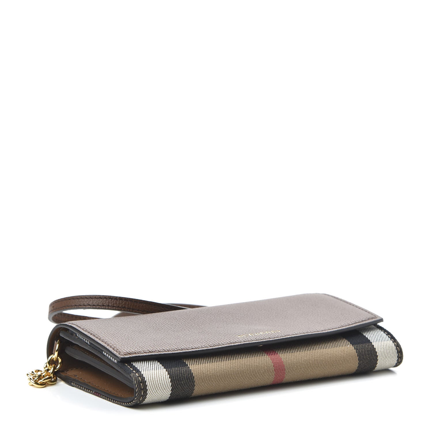 Burberry Derby Calfskin House Check Henley Wallet On Chain Tan 4 of 9