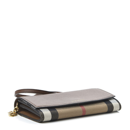 Burberry Derby Calfskin House Check Henley Wallet On Chain Tan 4 of 9