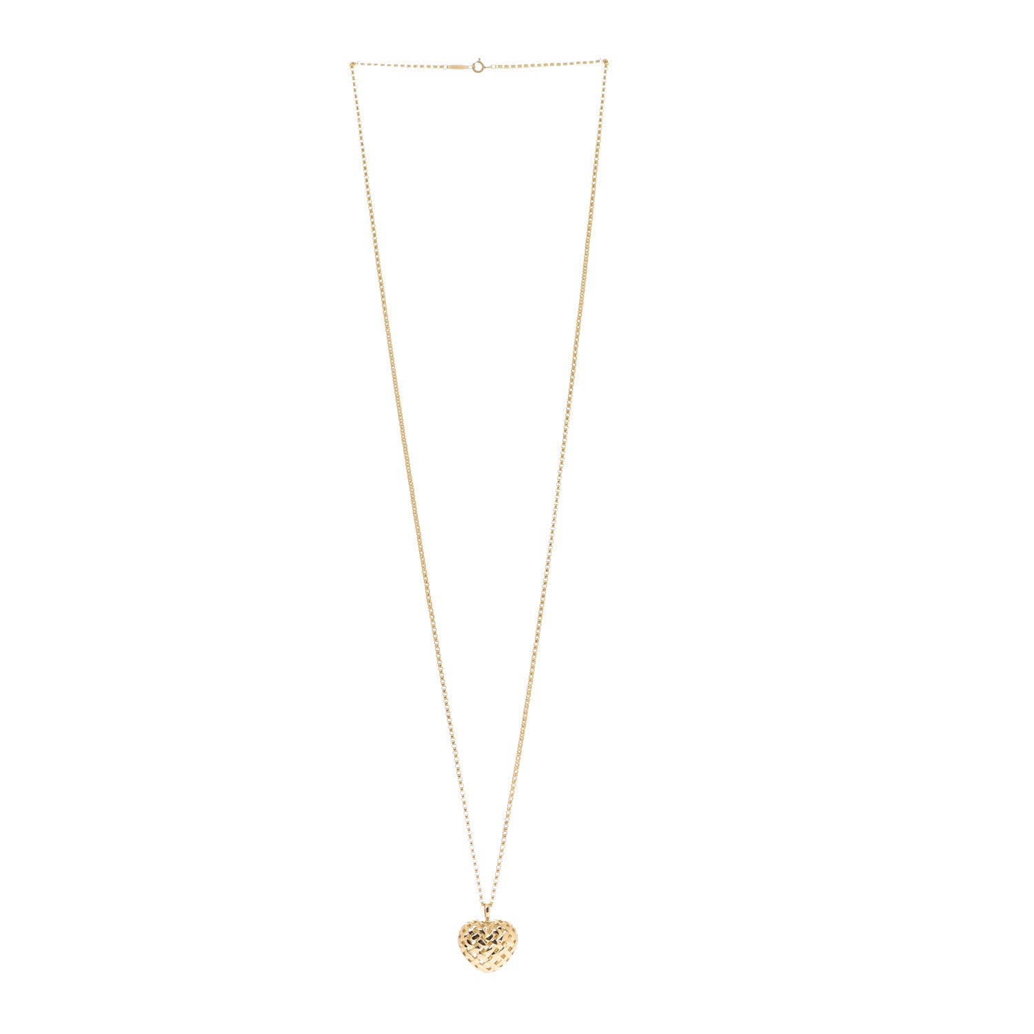 Tiffany 18K Yellow Gold Vannerie Heart Pendant Necklace 3 of 6