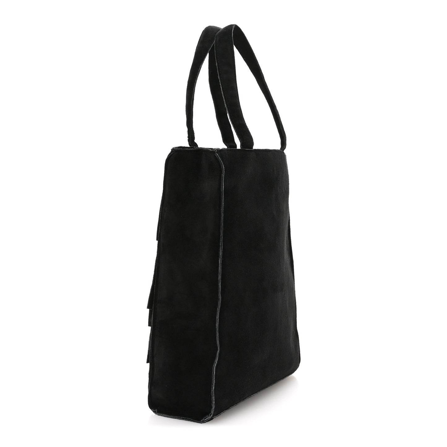Suede Mini Fringe Tote Black