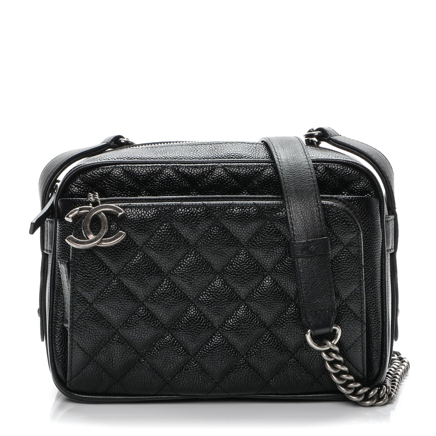 Caviar Quilted Medium Business Trip Camera Bag Black