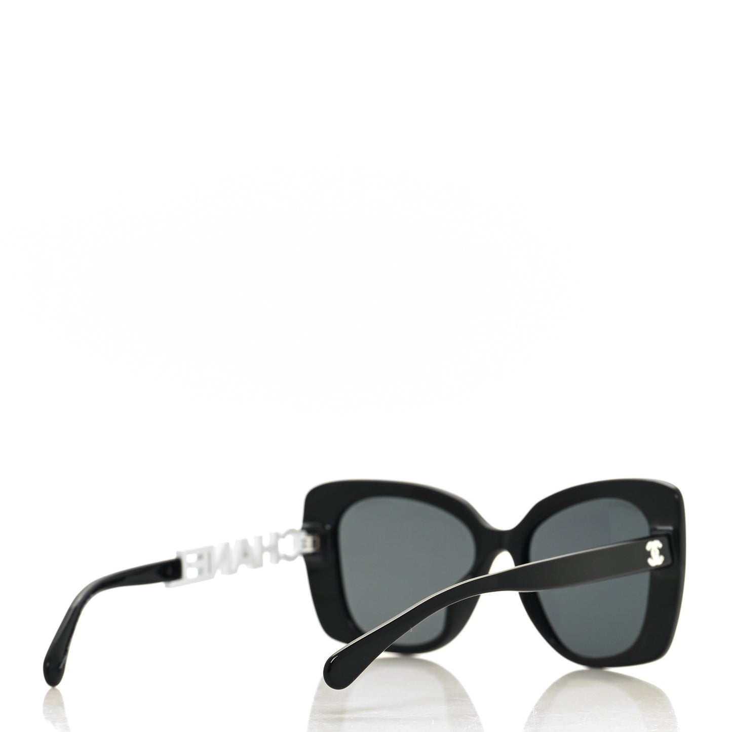 Acetate Strass Square Sunglasses 5422-B Black White