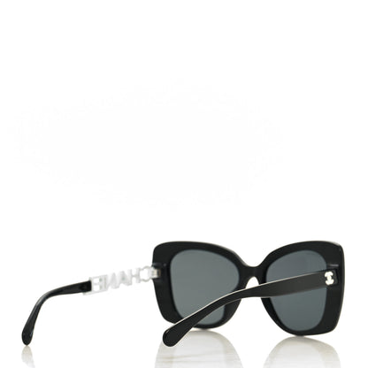 Chanel Acetate Strass Square Sunglasses 5422-B Black White 4 of 8