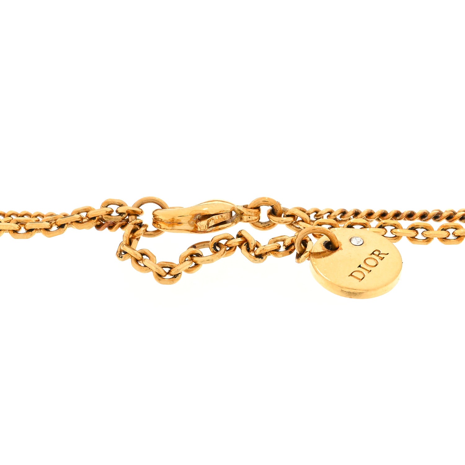 Christian Dior Metal Crystal Petit CD Double Bracelet Gold 3 of 3