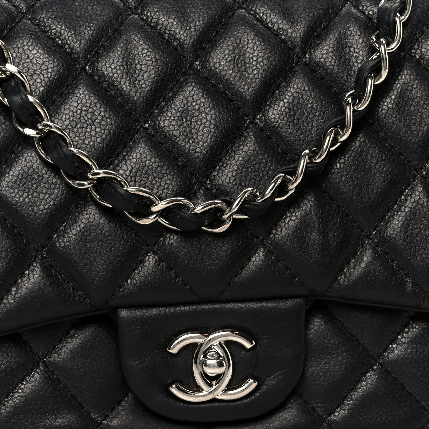 Chanel Washed Caviar Quilted Jumbo Single Flap Black 9 of 11