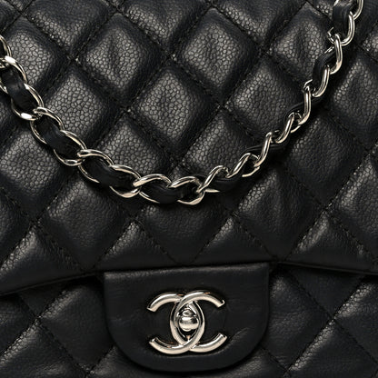Chanel Washed Caviar Quilted Jumbo Single Flap Black 9 of 11