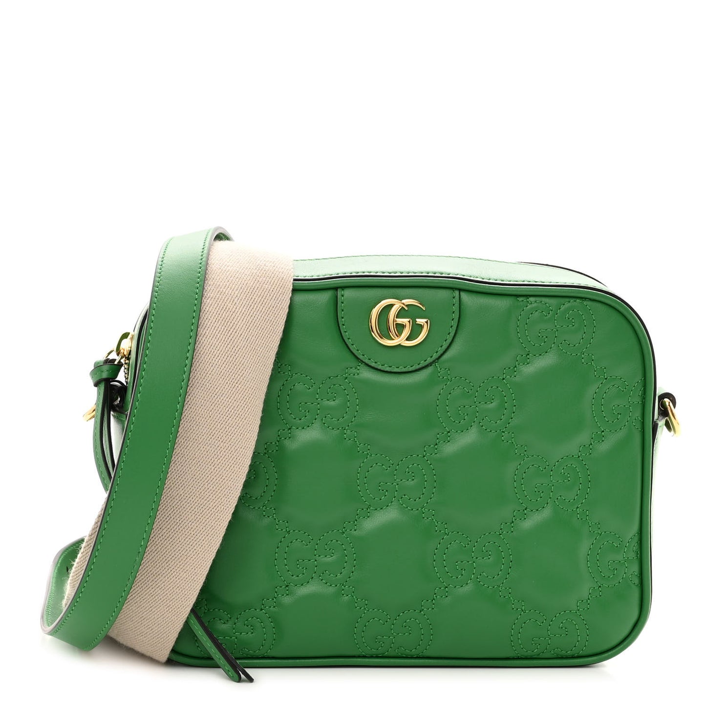 Calfskin GG Matelasse Shoulder Bag Spring Green Natural