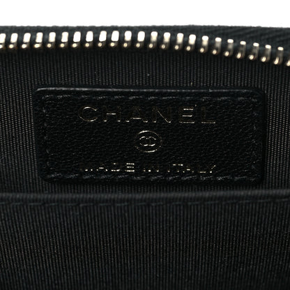 Chanel Caviar Sheepskin Chevron Quilted Vintage Mademoiselle Zip Coin Purse Black 6 of 8