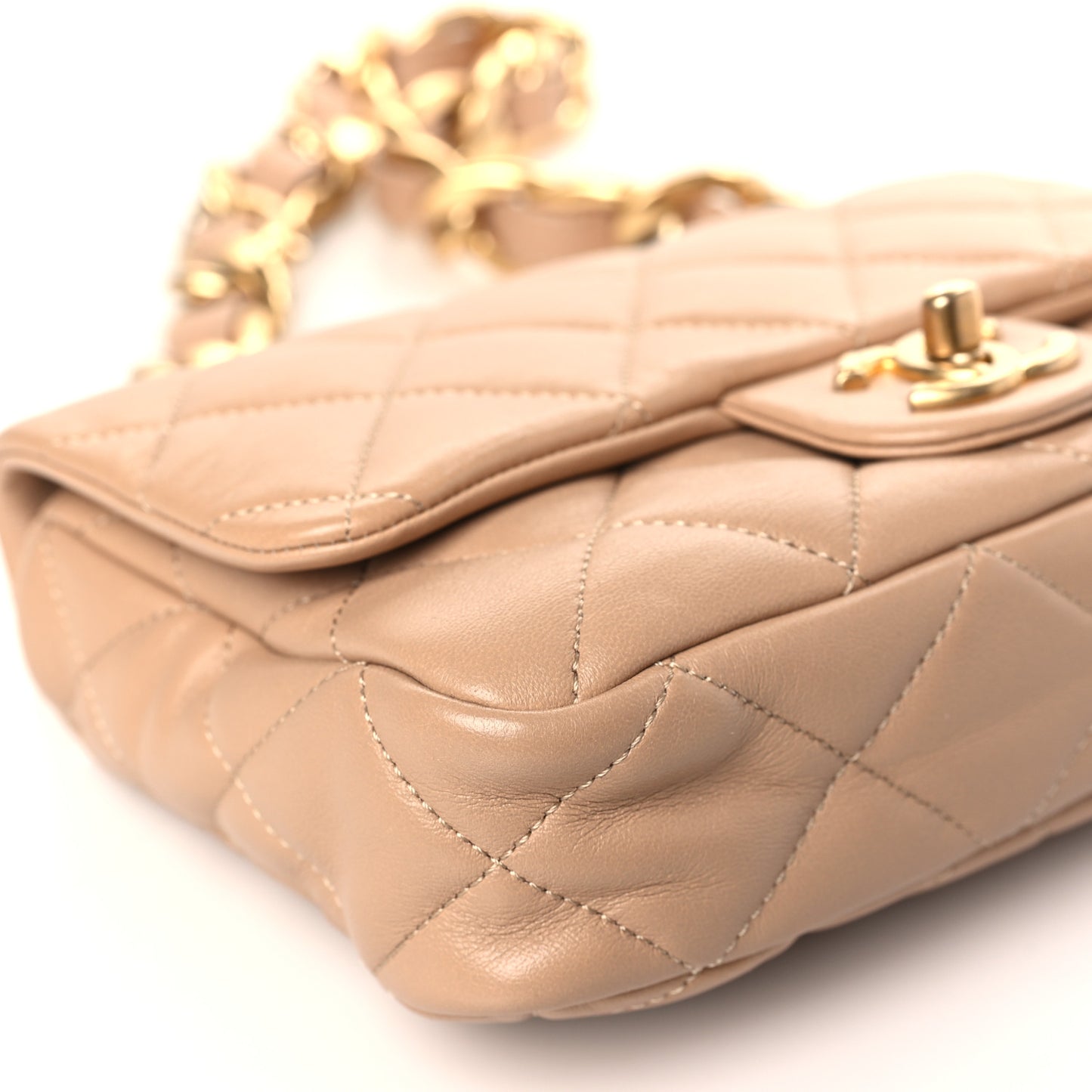 Lambskin Quilted Small CC Funky Town Flap Beige
