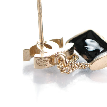 Chanel Enamel Pearl CC Flap Bag Drop Earrings Black Gold 5 of 6
