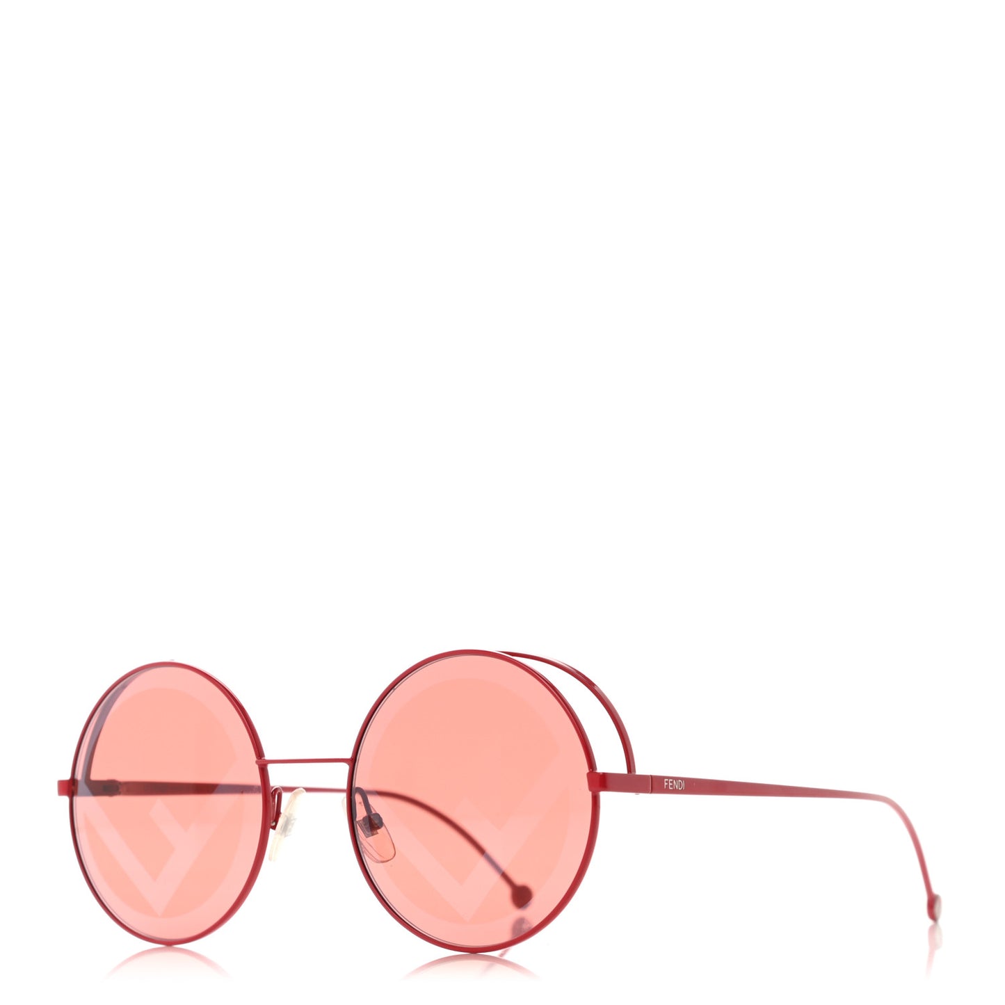 Metal F is Fendi Printed Run Away Round Frame Sunglasses FF 0285/S Red