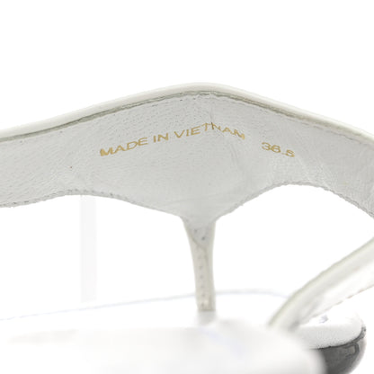 Prada Patent Calfskin Logo Thong Sandals 36.5 White 6 of 8