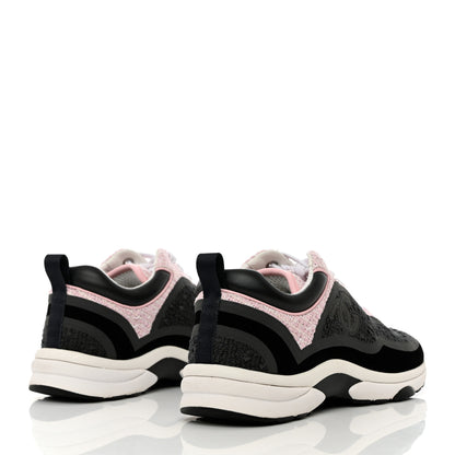 Chanel Tweed Suede Calfskin CC Sneakers 37.5 Gray Pink 4 of 10