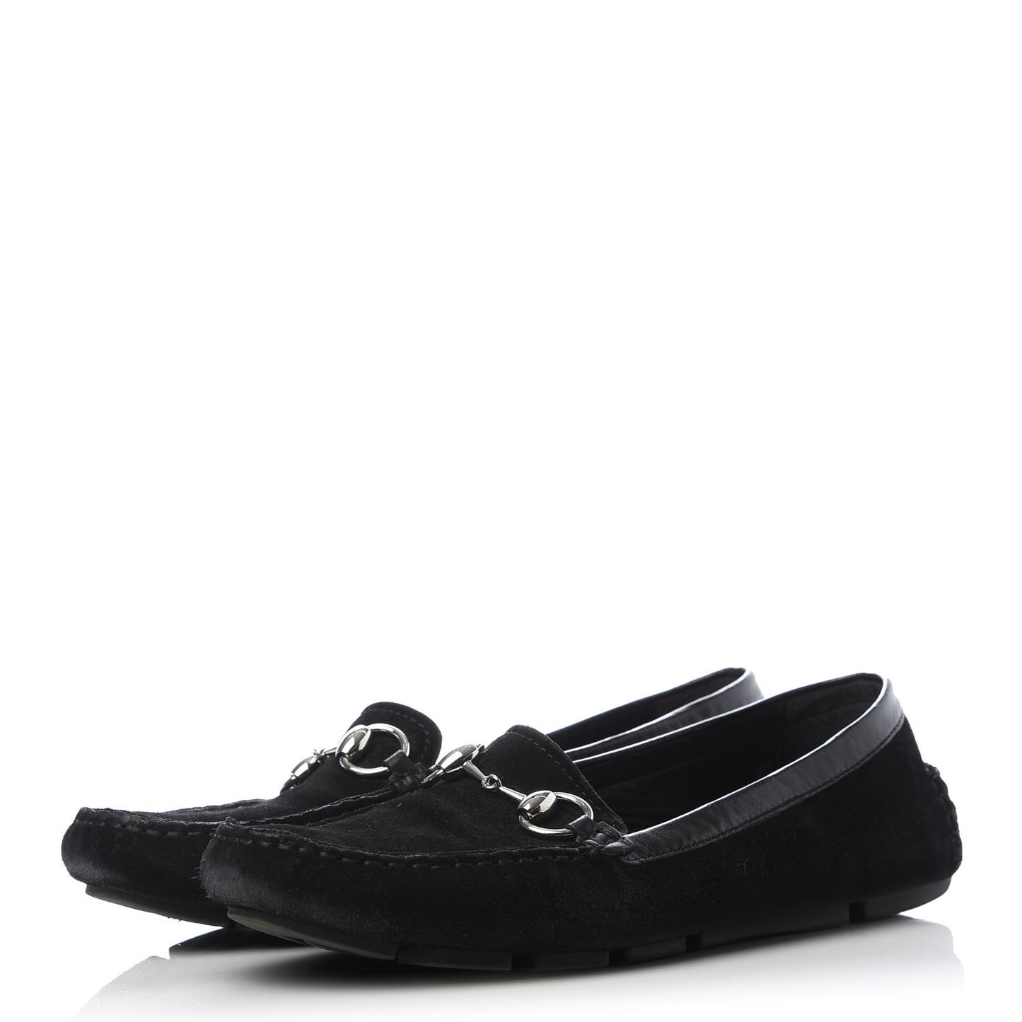 Suede Womens Horsebit Driver Loafers 38 Black