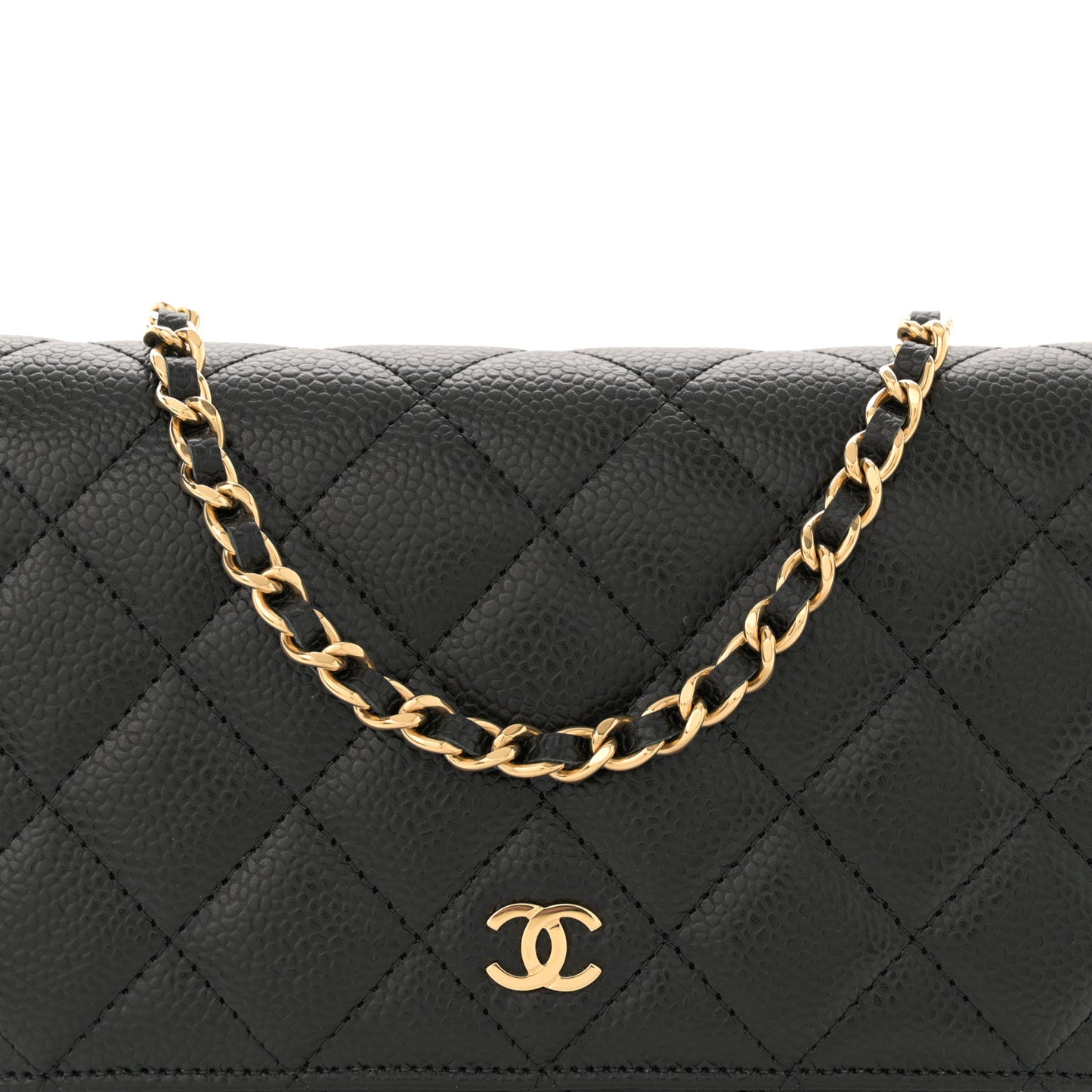 Caviar Quilted Wallet On Chain WOC Black