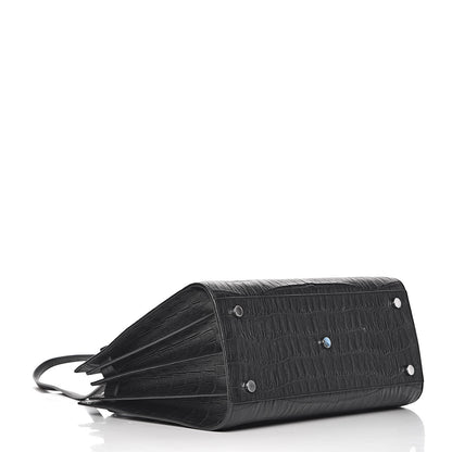 Saint Laurent Calfskin Crocodile Embossed Small Sac de Jour Black 4 of 10