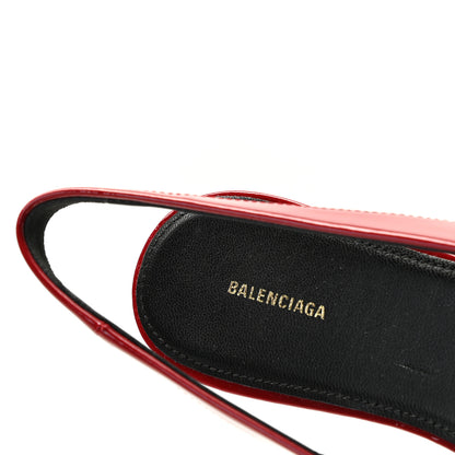 Balenciaga Patent BB Knife Pointy Toe Slingback Flats 39 Rouge Cardinal 7 of 11