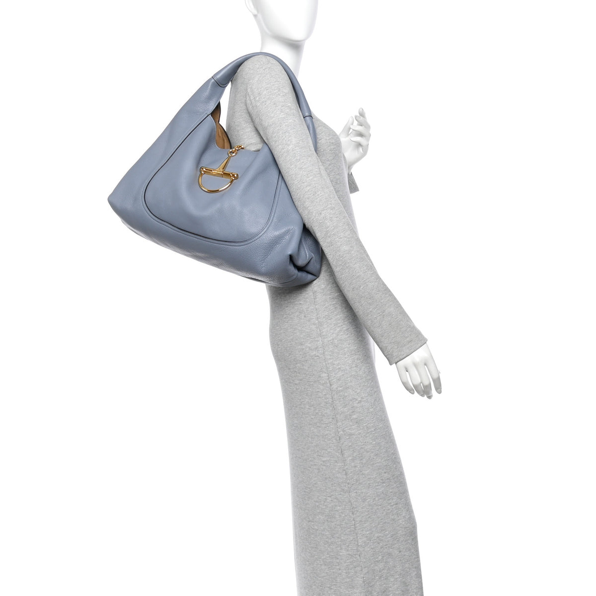 Gucci Grained Calfskin Softbit Maxi Shoulder Bag Foggy Grey 2 of 10