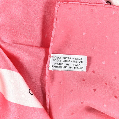 Chanel Silk Logo Ribbon Square Scarf Pink White 3 of 3