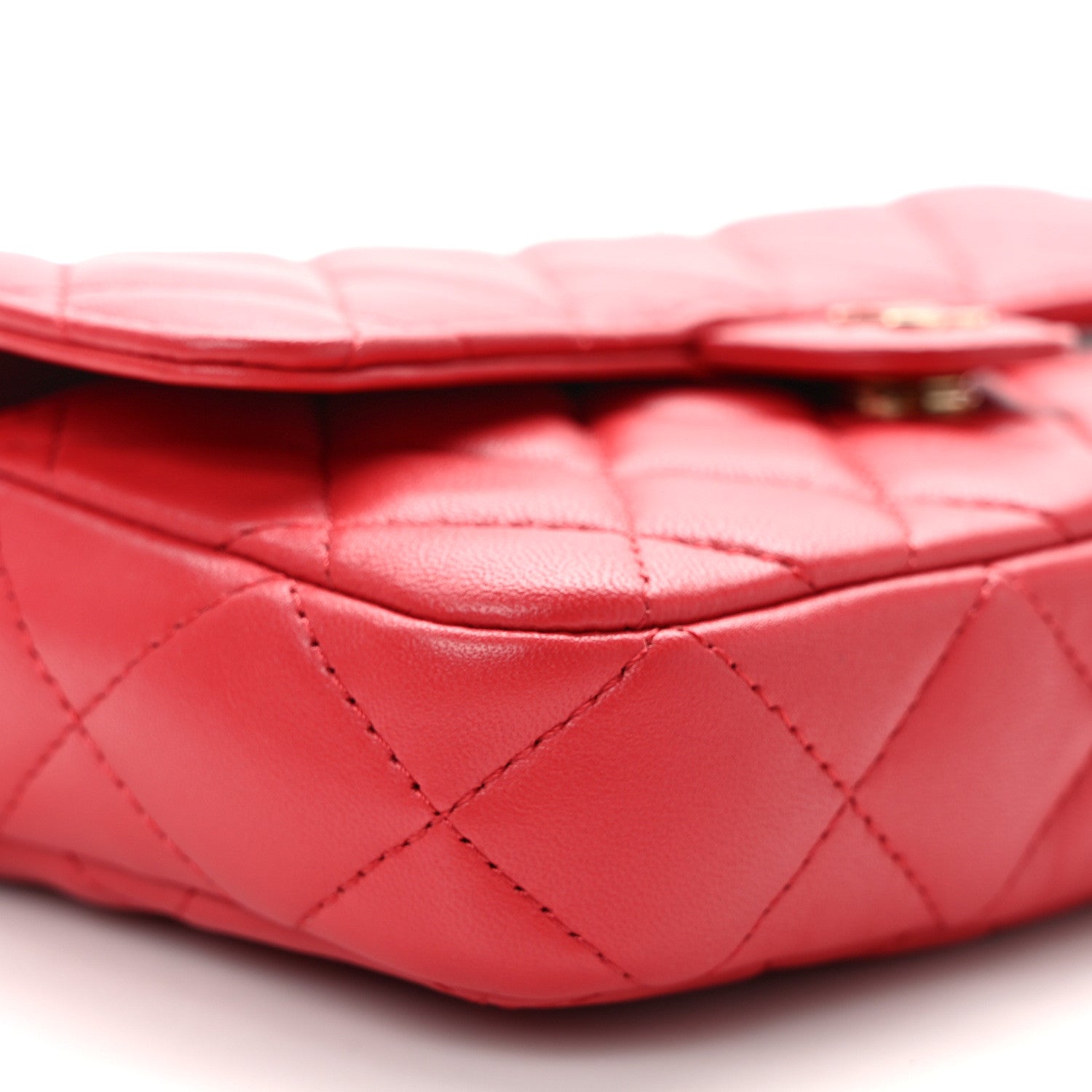 Chanel Lambskin Quilted Flap Phone Holder With Chain Red 8 of 9