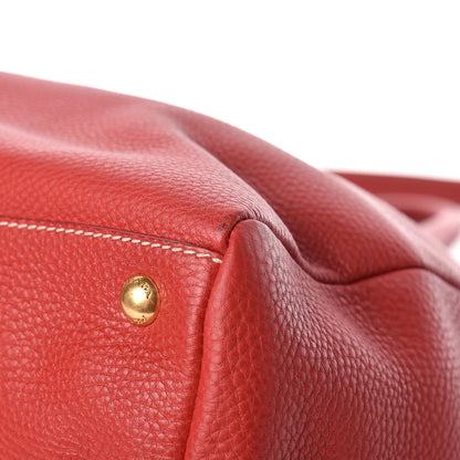 Prada Vitello Daino Top Handle Shoulder Bag Rosso 10 of 12